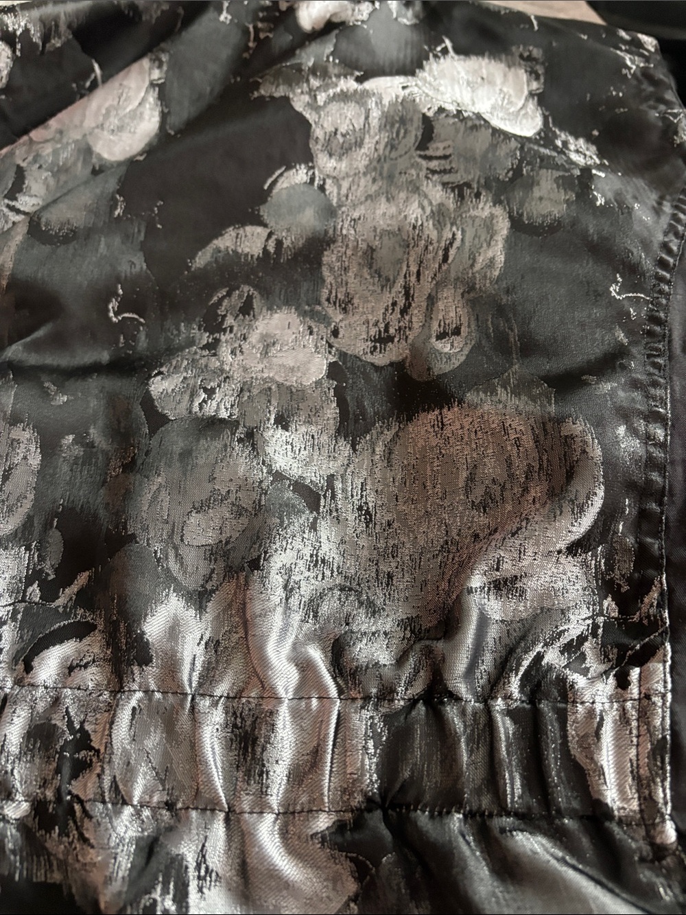 CJ Banks Black & Silver Abstract Spring Floral Zip-Front Moto Vest | Size 1X - Picture 13 of 13